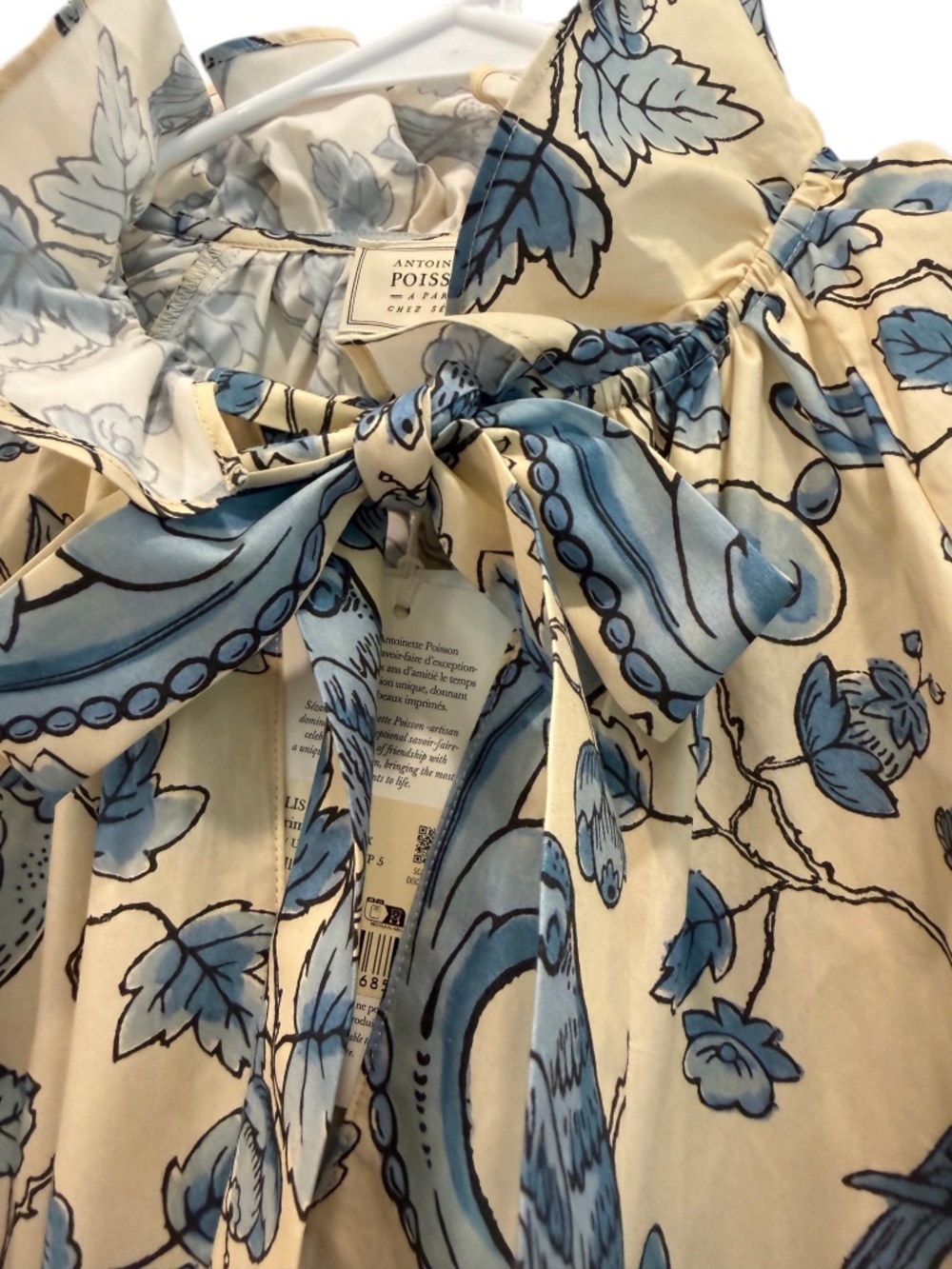 NWT SÉZANE X ANTOINETTE POISSON Hillis Blouse in Blue Birds Print Size FR - Picture 4 of 8